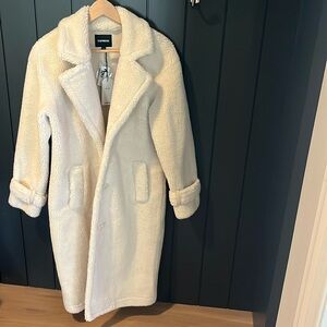 Express Cream Faux Fur Coat
